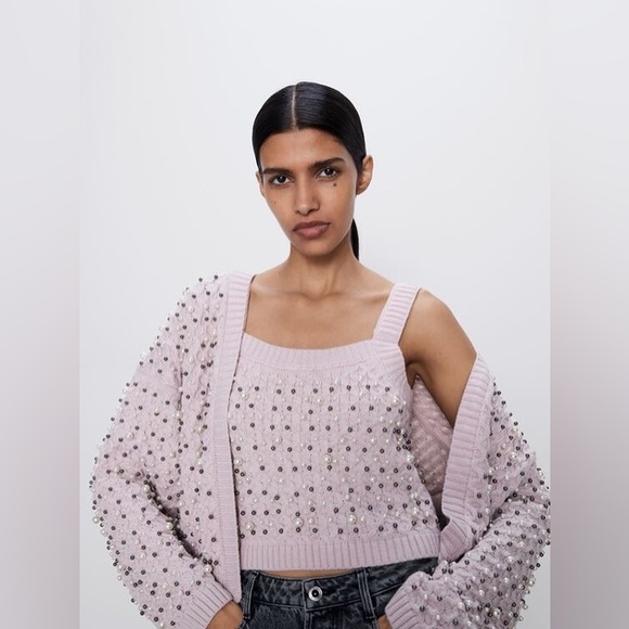 PEARL BEADED CARDIGAN - Picture 3 of 4